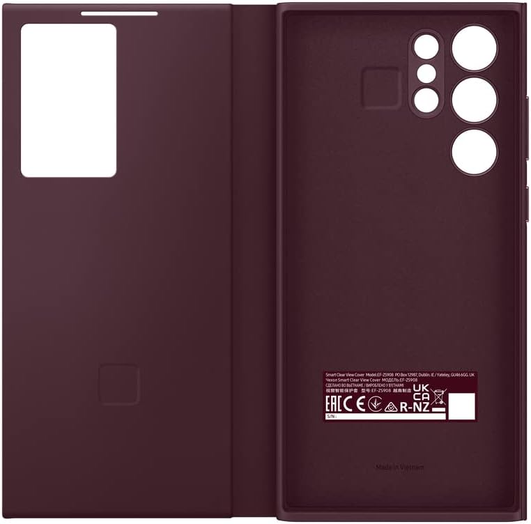 Samsung Galaxy S22 Ultra S-View Flip Cover, Protective Phone Case, Tap Control, Cutting Edge Design, US Version, Burgundy, (EF-ZS908CEEGUS)