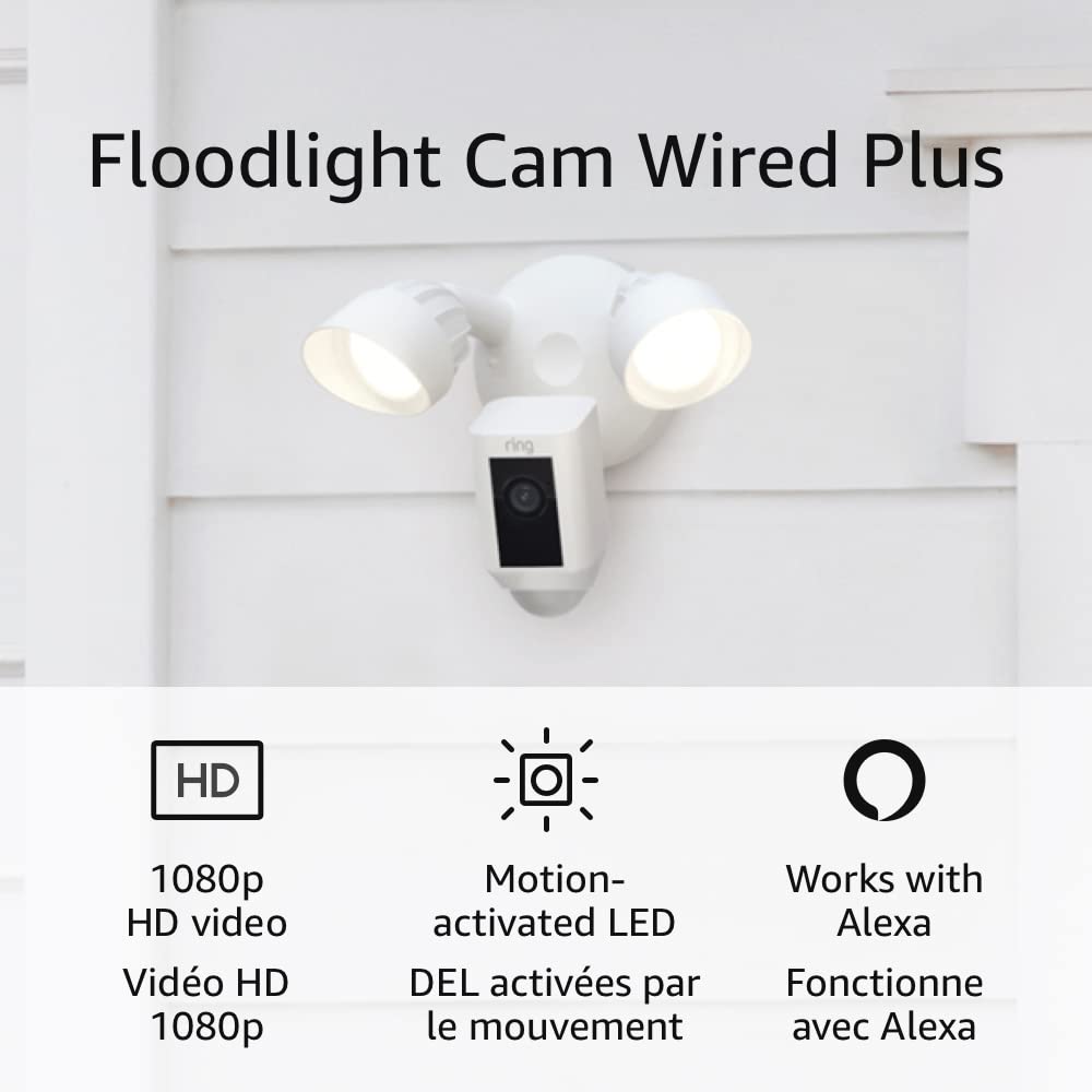 Ring Floodlight Cam Wired Plus with motion-activated 1080p HD video,  (2021 release)