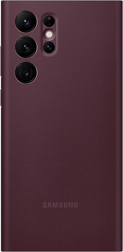 Samsung Galaxy S22 Ultra S-View Flip Cover, Protective Phone Case, Tap Control, Cutting Edge Design, US Version, Burgundy, (EF-ZS908CEEGUS)