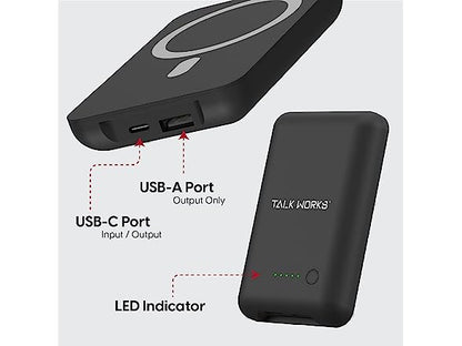 New Talk Works 5000mAh MagSafe Powerbank Charger (USB Type C in/Out & USB-A)