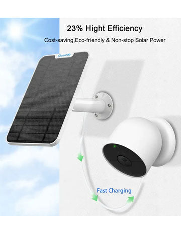 Solar Panel for Google Nest Cam Outdoor or Indoor, Battery - 4 W Solar Power - Made for Google Nest