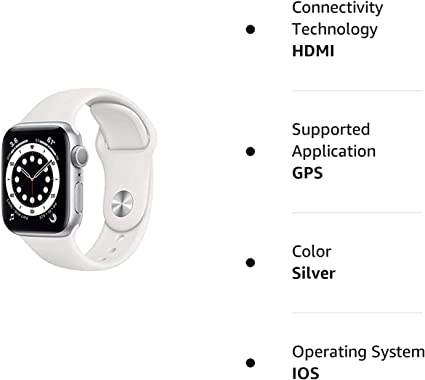New Apple Watch Series 6 (GPS, 44mm) - Silver Aluminum Case with White  Sport Band