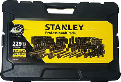 New Stanley Professional Grade Black Chrome Socket Set, 229-pc, SAE/Metric STM75064