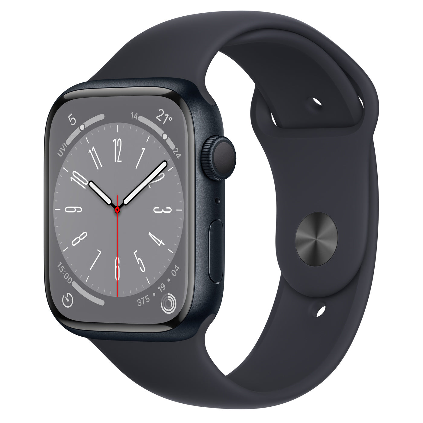 Apple® Watch Series 8 45/ 41 mm Caja de aluminio color medianoche con correa deportiva color medianoche