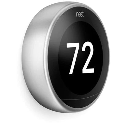Google Nest 3rd Generation Self-Learning Thermostat Silver Stainless Steel T3007EF
