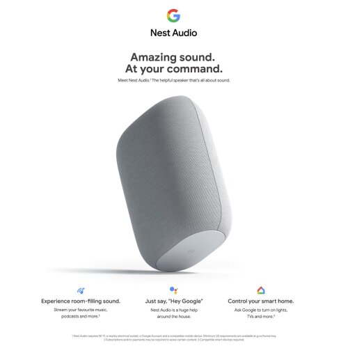 Google Nest Audio Smart Speaker - Chalk, Model Number: GA01420-CA