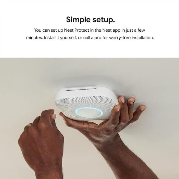 Google Nest Protect 2nd Generation Smart Smoke and Carbon Monoxide (CO) "Battery" Alarm, White