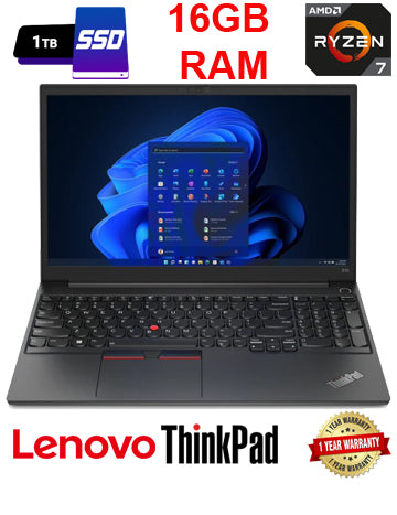 Lenovo ThinkPad E15 Gen 3 15.6" Ryzen7-5700U SSD de 1 TB, 16 GB, Windows 10
