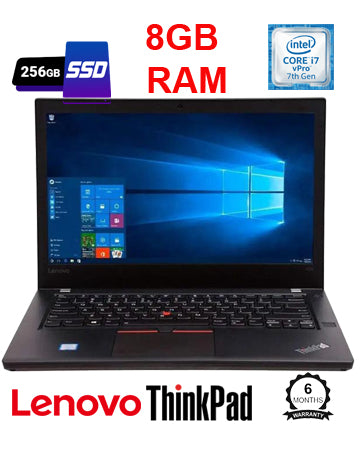 Lenovo ThinkPad T470, Win 10, Intel vPro i7-7600U, 8GB RAM, 256GB SSD with Dual Battery, Business Laptop